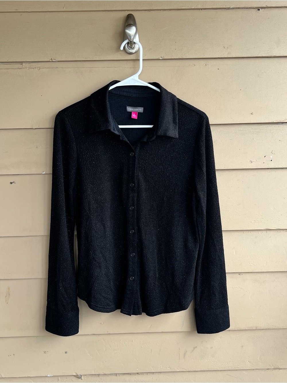 Vince Camuto Sparkly Finish Knit Button Down Shirt Size S - Picture 2 of 6
